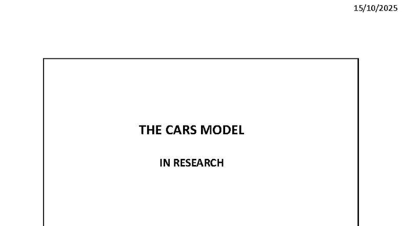 CARS Model in Research: Understanding Topic Selection and Structure CS ...