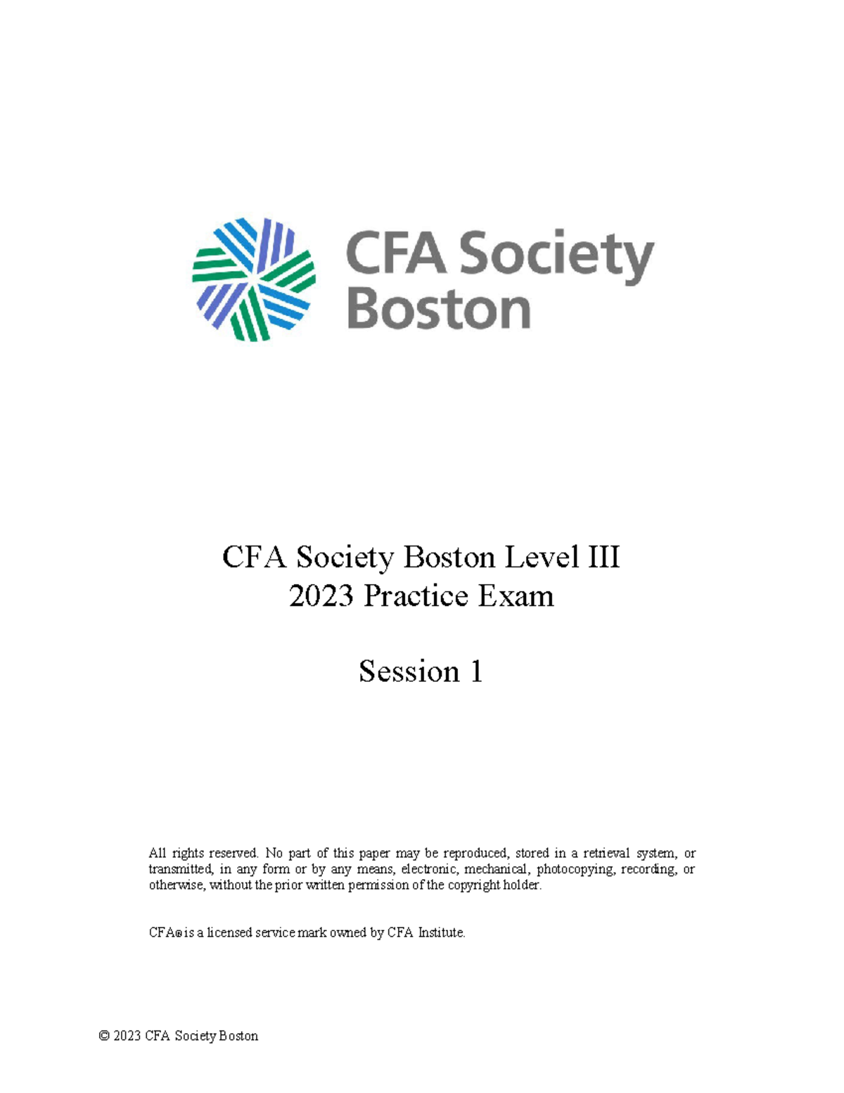 2023 CFA LIII Mock Exam B - Practice Questions and Solutions - Studocu