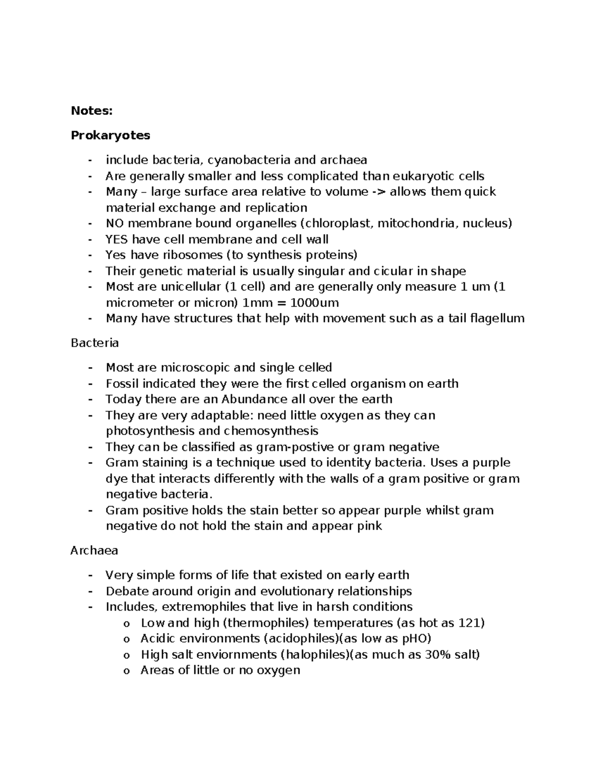 Prokaryotes: Biology Notes on Bacteria and Archaea - Studocu