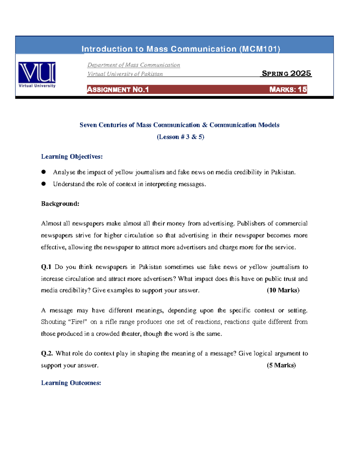 MCM101 Assignment 1: Impact of Yellow Journalism & Context in Media ...