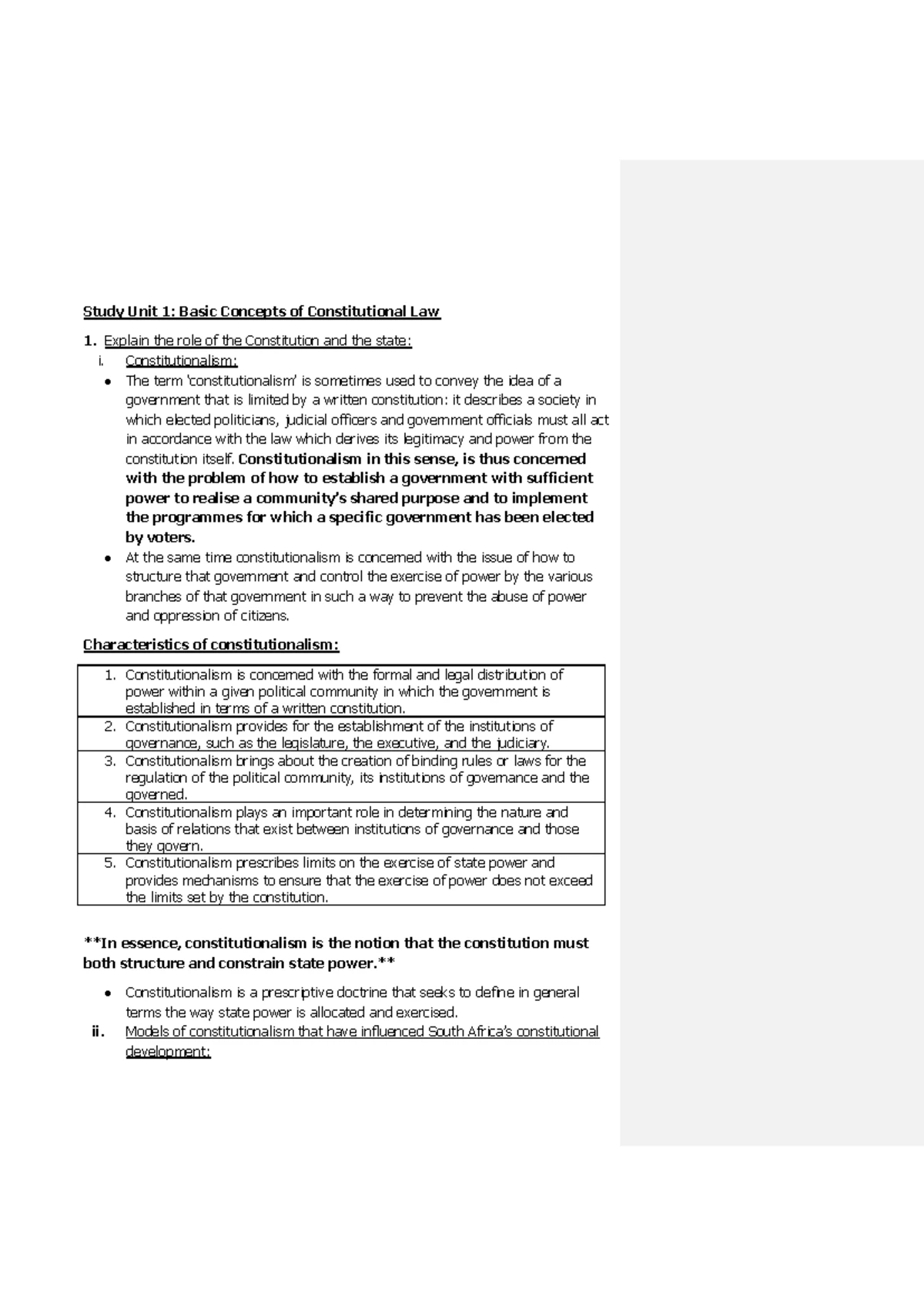 The US Constitutional Model: Principles and Separation of Powers - Studocu