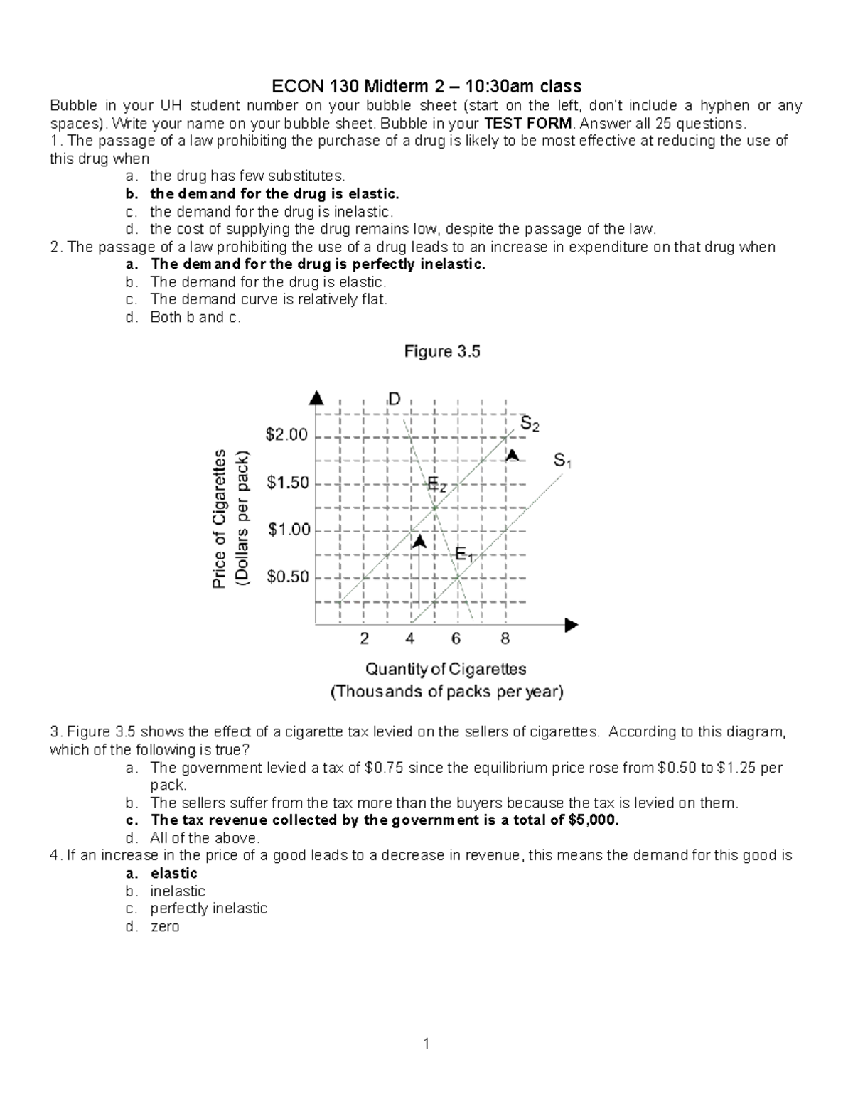 ECON 130 Midterm 2 Exam Questions for 10:30am Class - Studocu