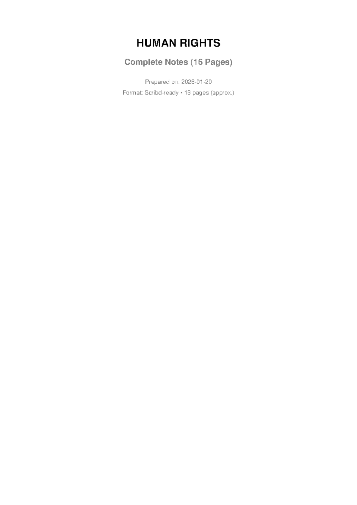 HUMAN RIGHTS Complete Study Notes (16 Pages) - Studocu