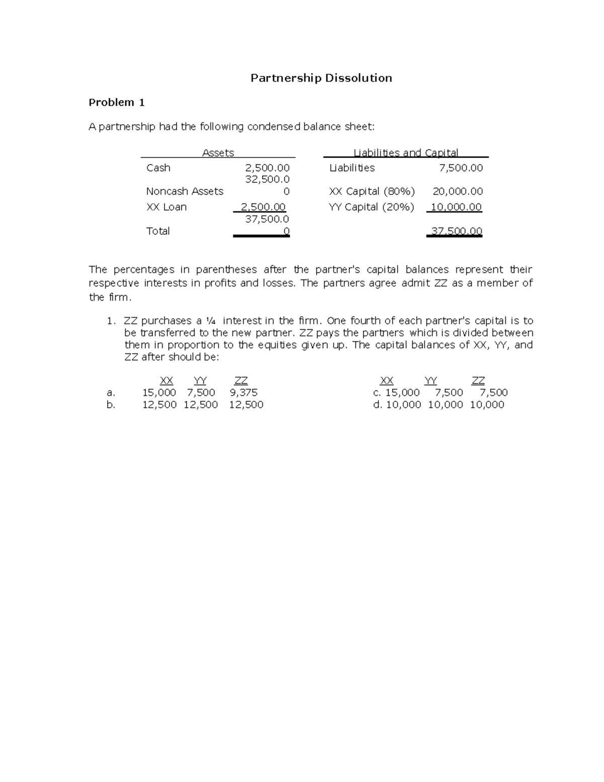 Partnership Dissolution Cases: Analysis and Capital Adjustments - Studocu