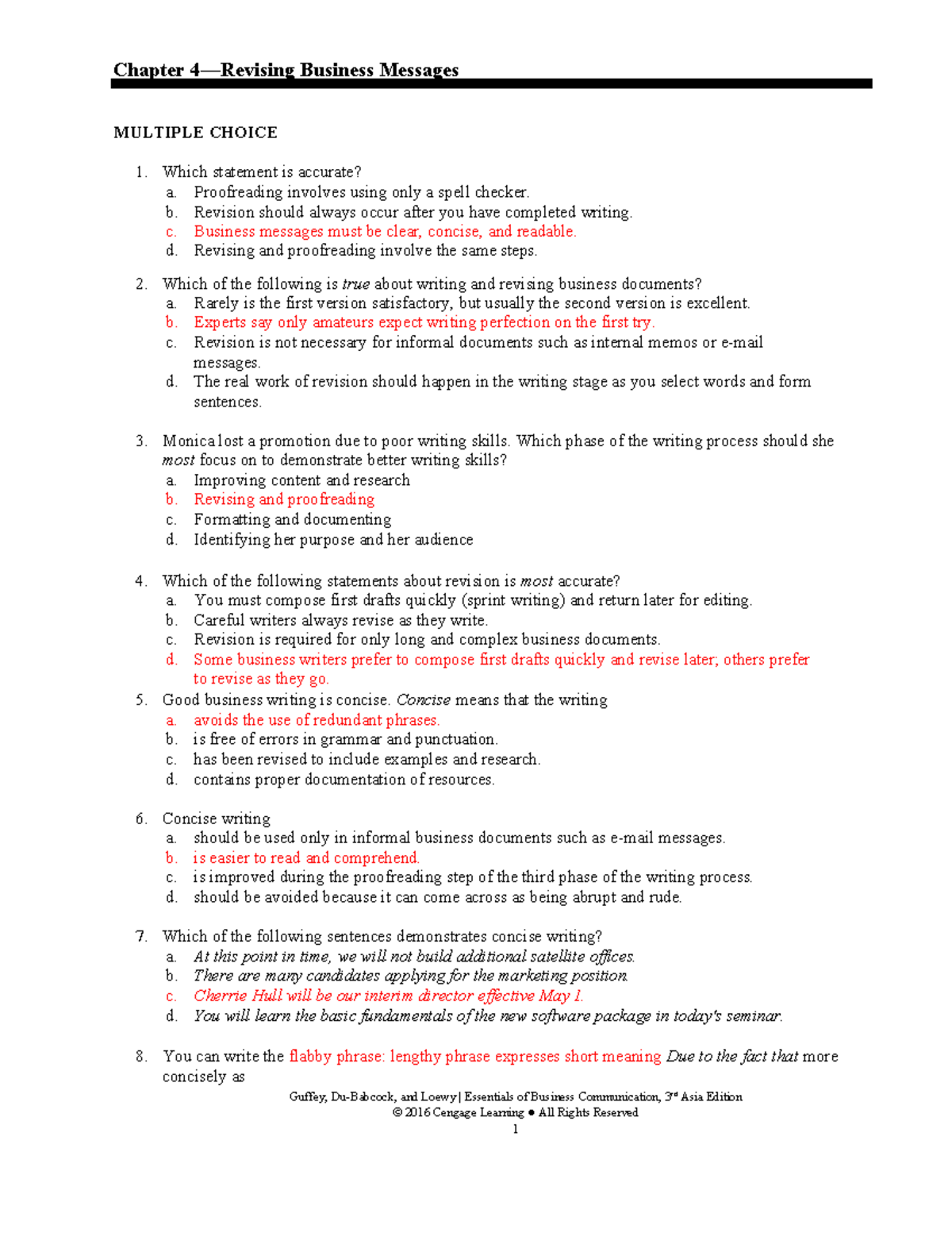 Chapter 4: Business Messages - Key Concepts and Multiple Choice ...