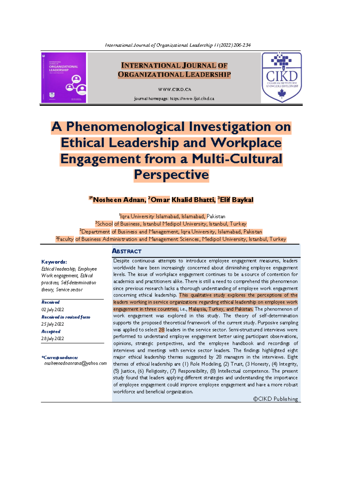 A Phenomenological Study on Ethical Leadership & Employee Engagement in ...