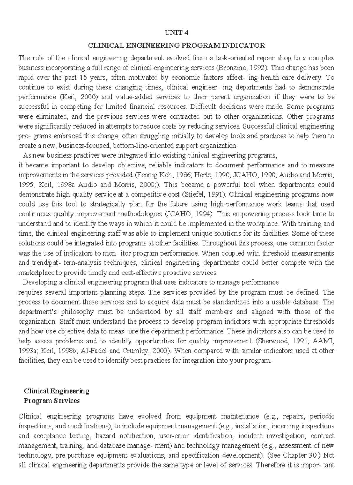 Ce4 - Clinical Engineering Program Indicators and Performance ...