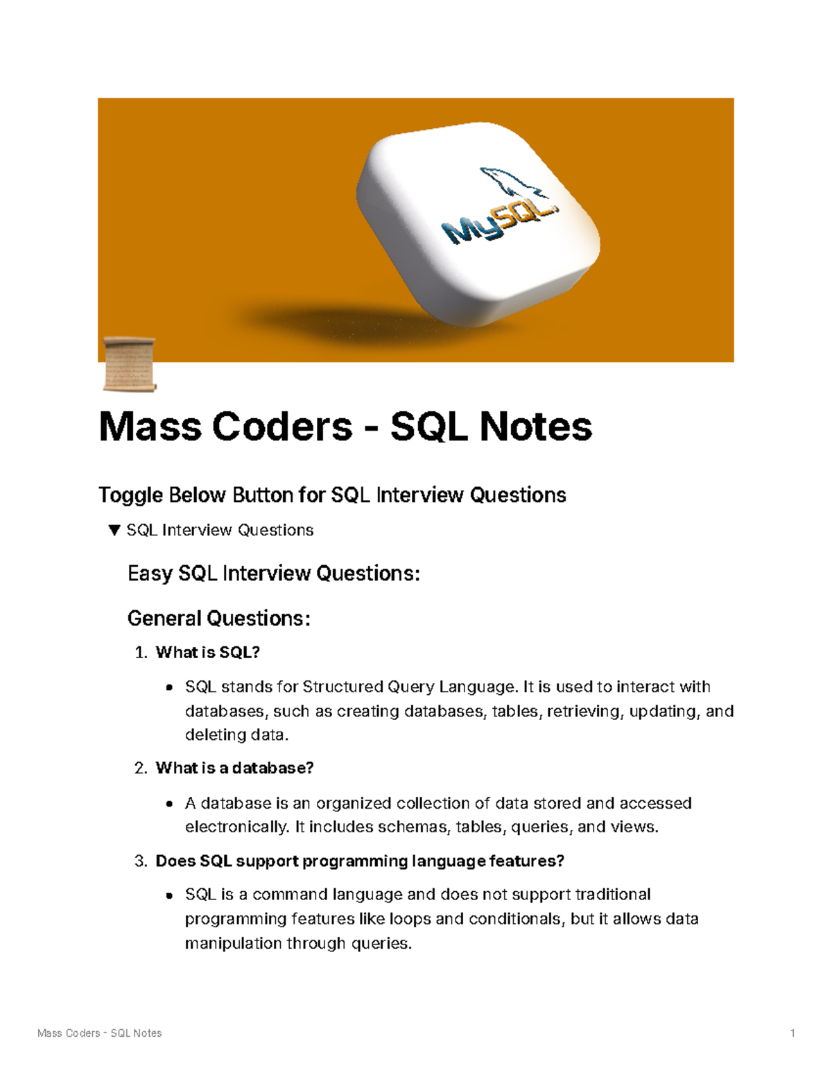 SQL Interview Preparation Notes - Practice Questions & Answers - Studocu