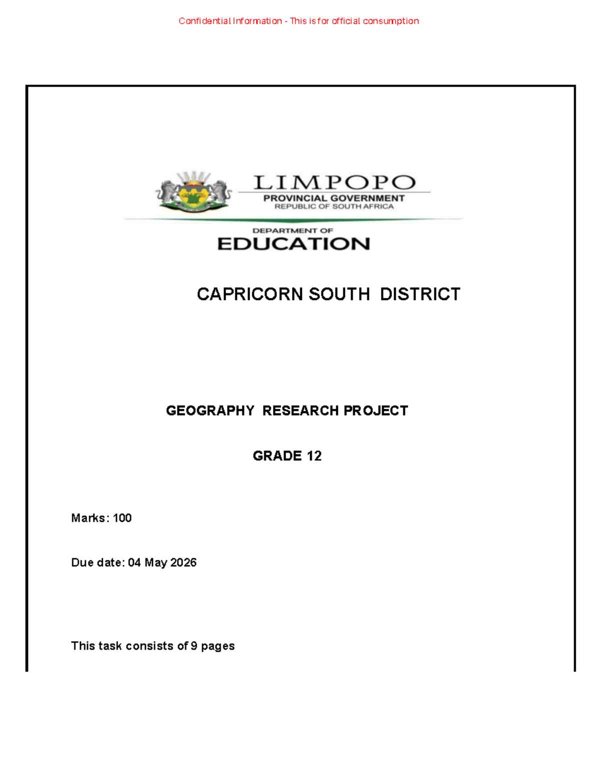2026 Grade 12 Geography Research Project: Rural Depopulation ...