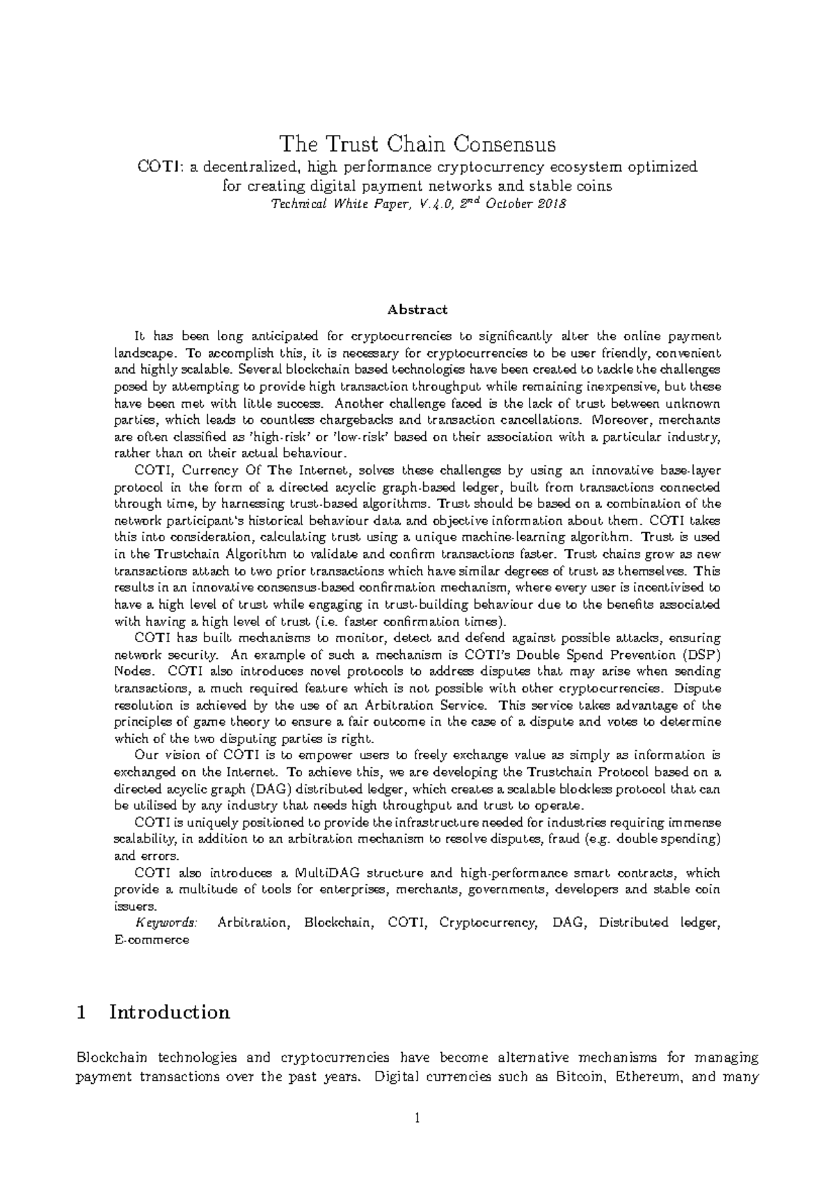 COTI-Technical Whitepaper: Understanding the Trust Chain Consensus - Studocu