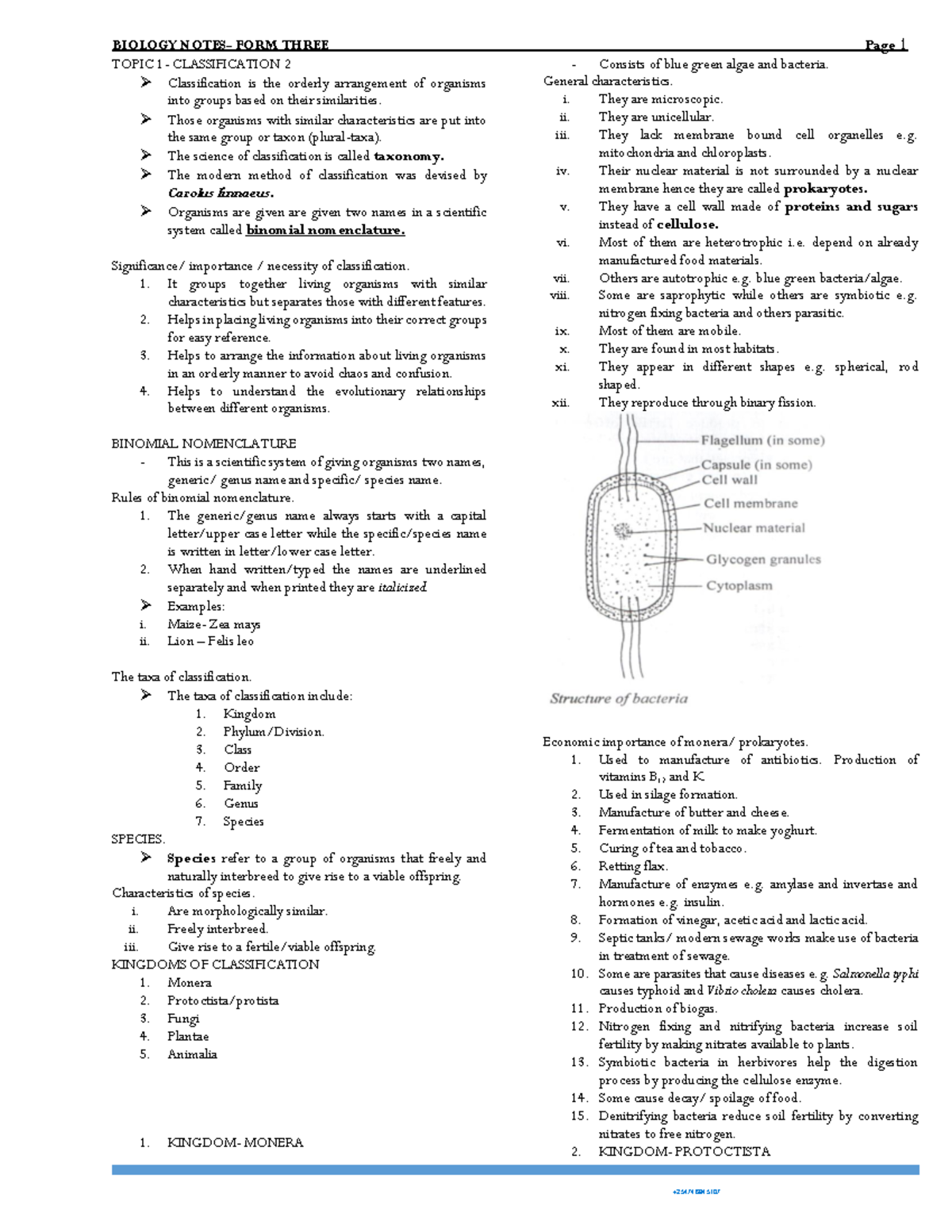 Biology Classification Notes: Taxonomy, Binomial Nomenclature ...