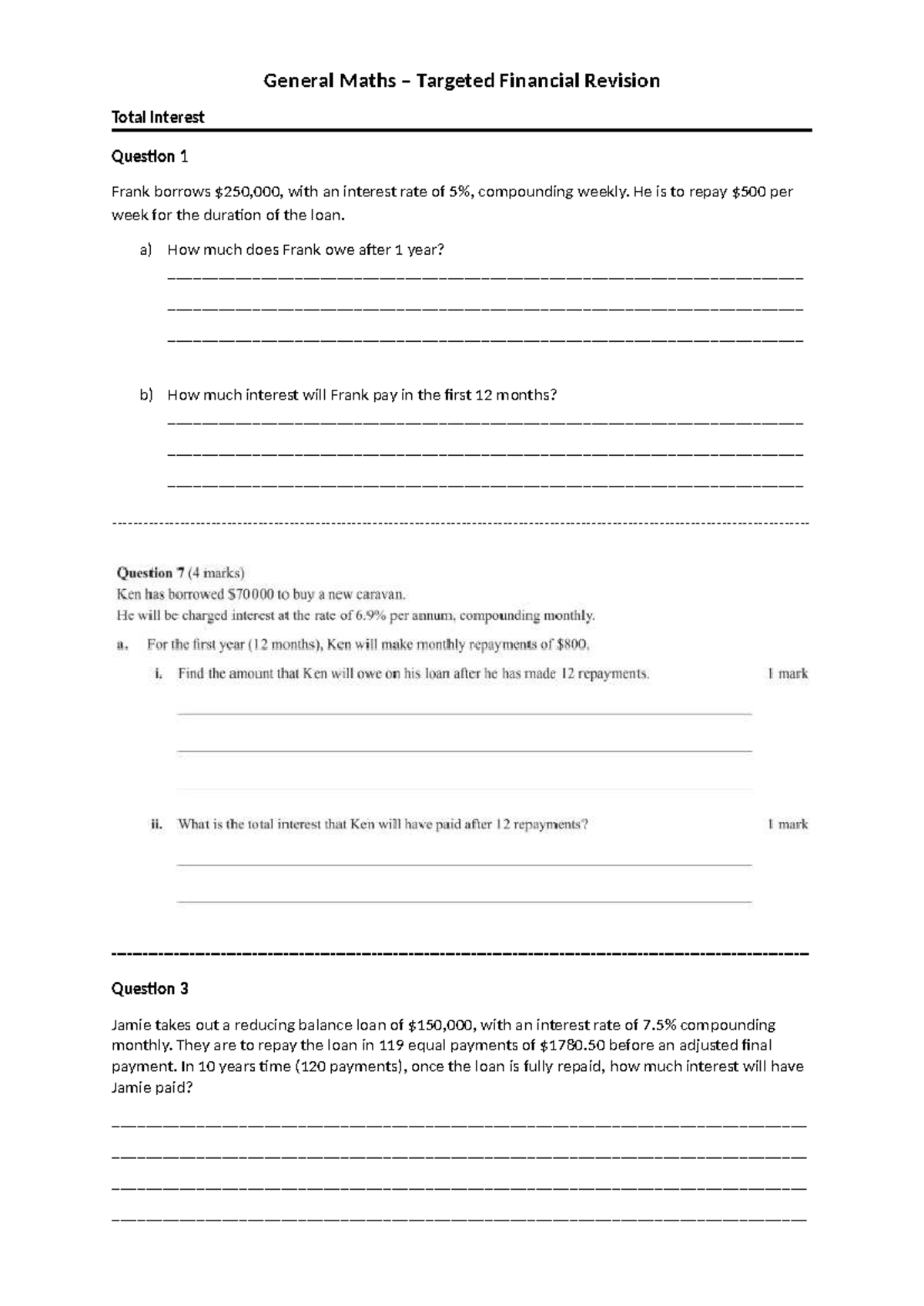 General Maths Revision: Total Interest Calculations - Studocu