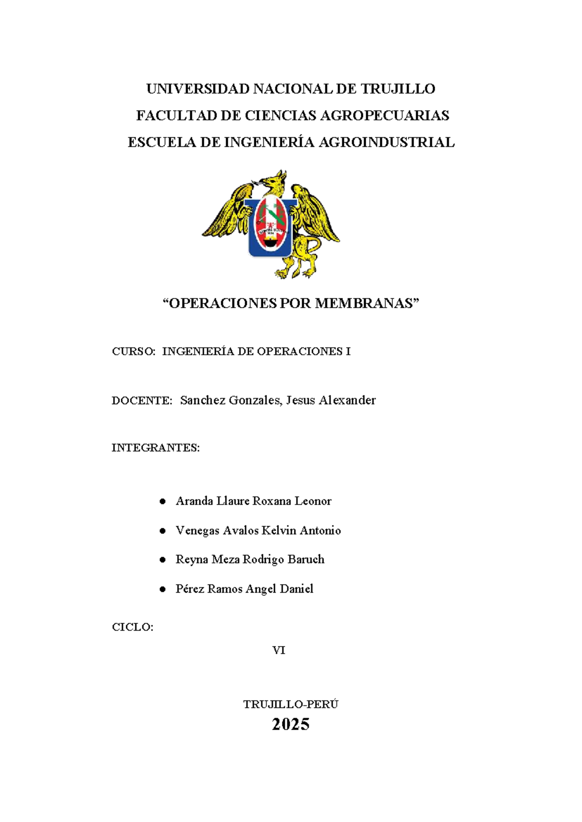 Operaciones por Membranas en Ingeniería Agroindustrial I - 2025 - Document Preview