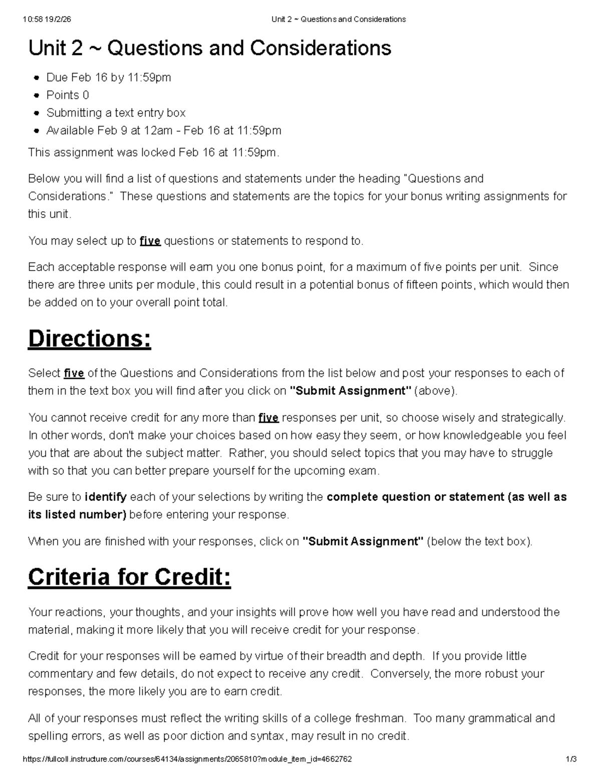 Unit 2: Questions & Considerations for Bonus Points - Studocu