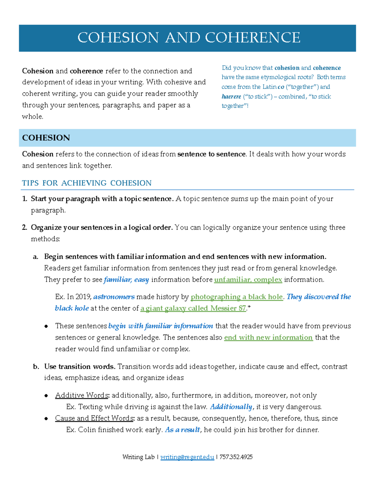 COH 101: Understanding Cohesion and Coherence in Writing - Studocu