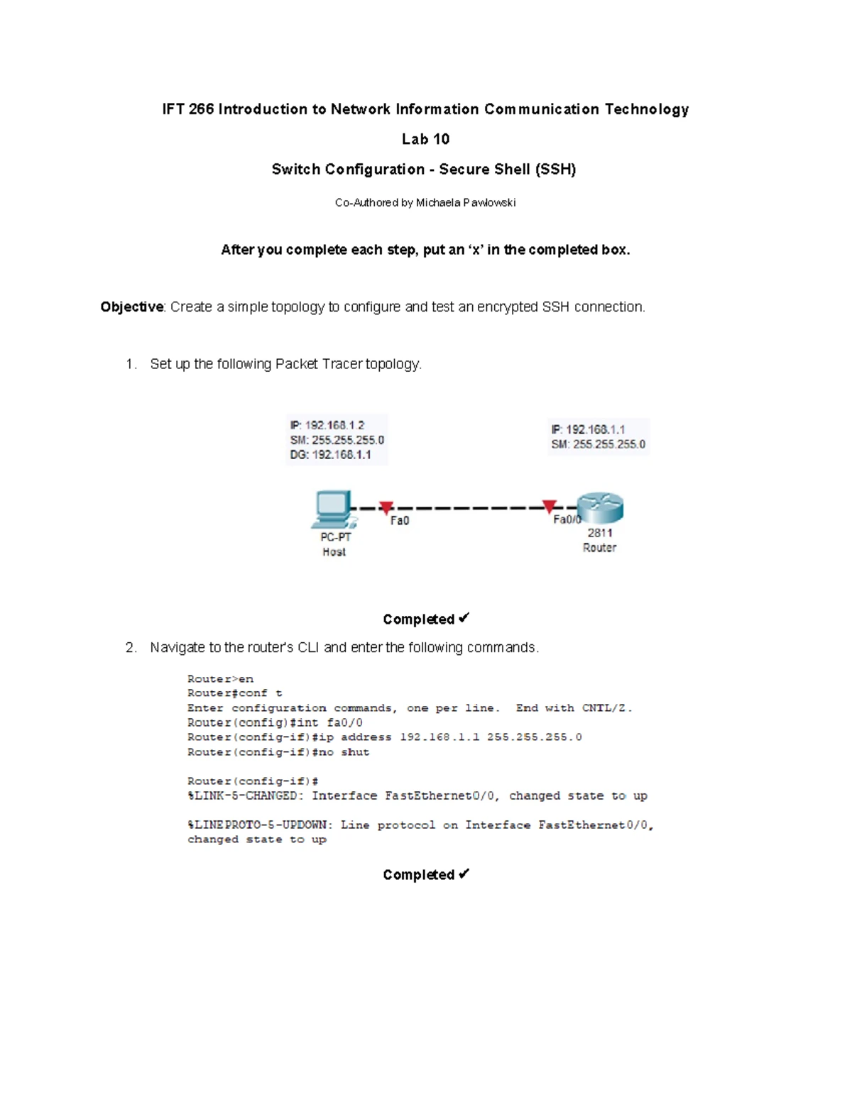 IFT 266 Lab 3: Exploring Packet Tracer's Physical Workspace - Studocu
