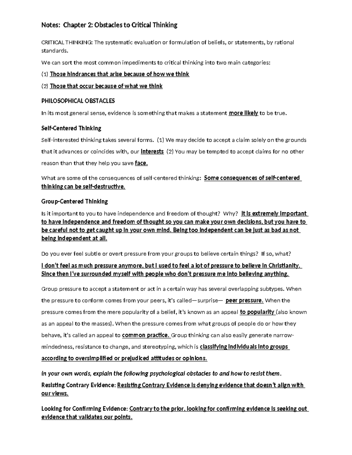 Notes Chapter 2 002743131 - Notes: Chapter 2: Obstacles to Critical ...