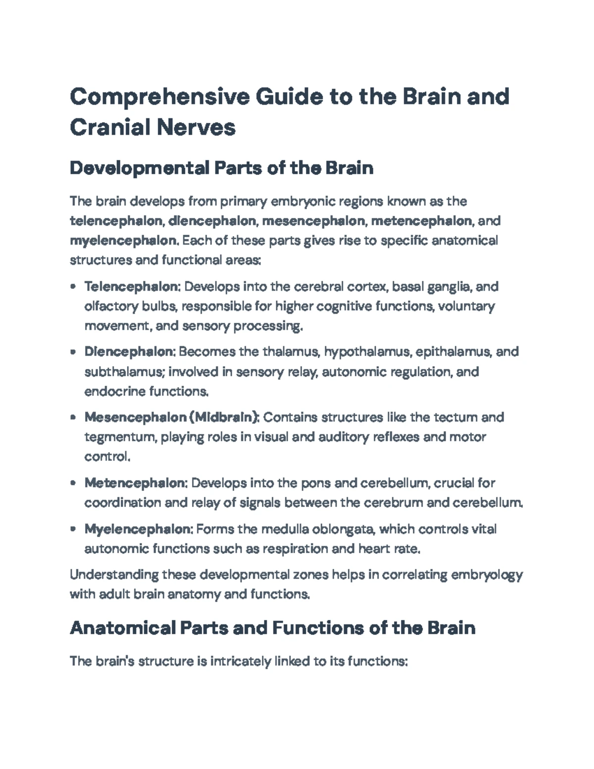 Comprehensive Study Guide on Brain Structure & Function (CNS 101) - Studocu