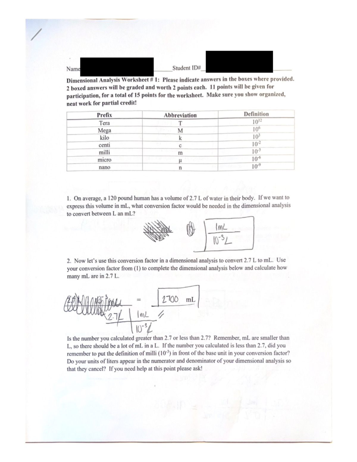 Chemistry Dimensional Analysis Worksheet Part 1 Dimensional Analysis