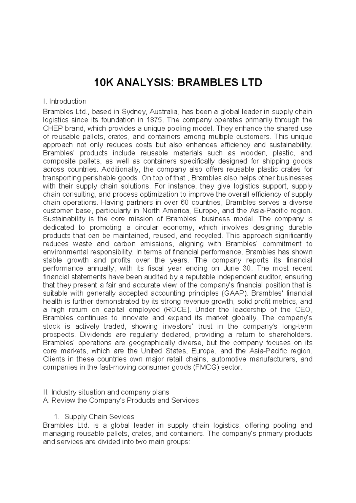 10K Analysis: Brambles Ltd. Financial Performance & Sustainability ...
