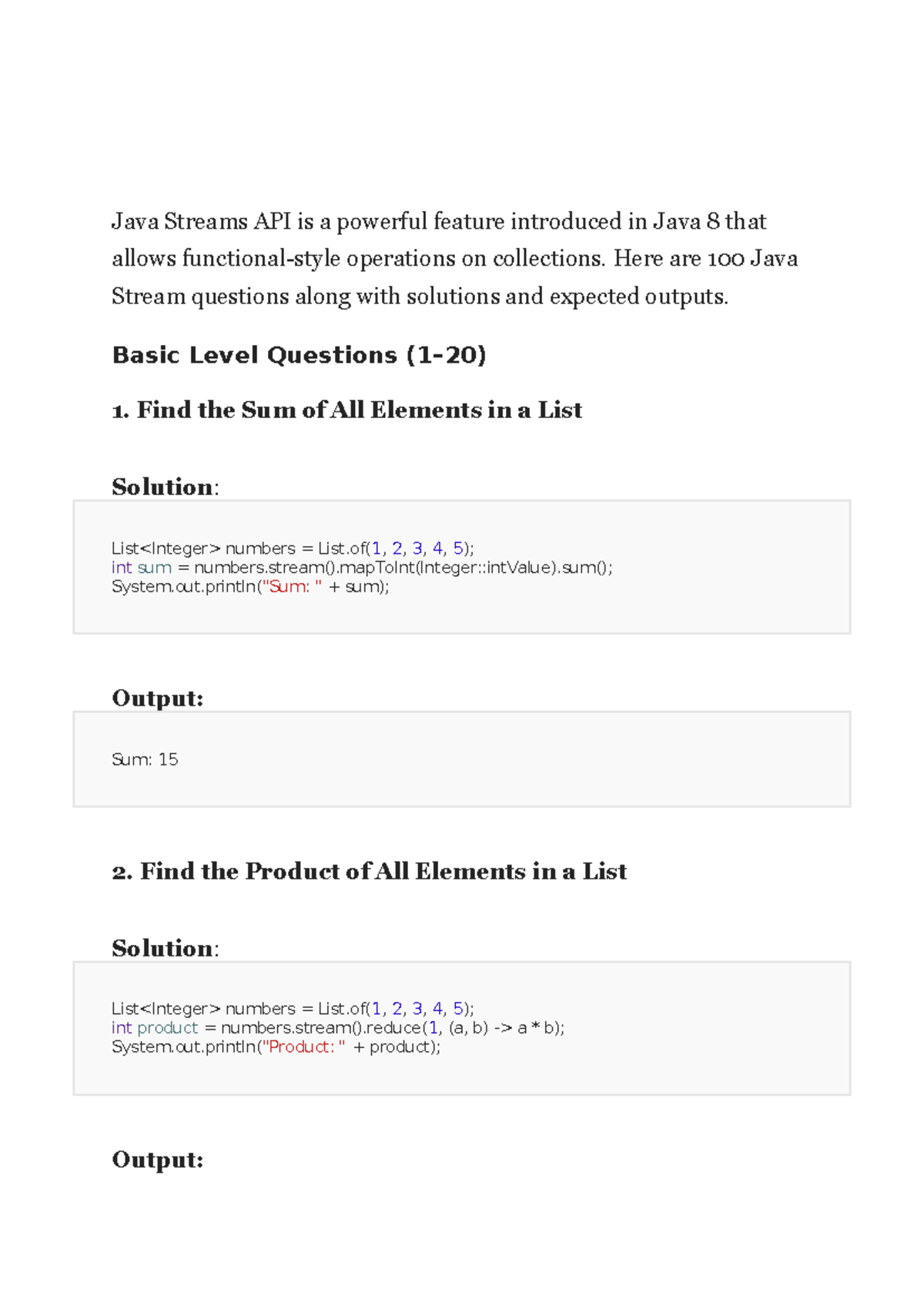 Java Streams API: 100 Problems & Solutions for Mastery - Studocu