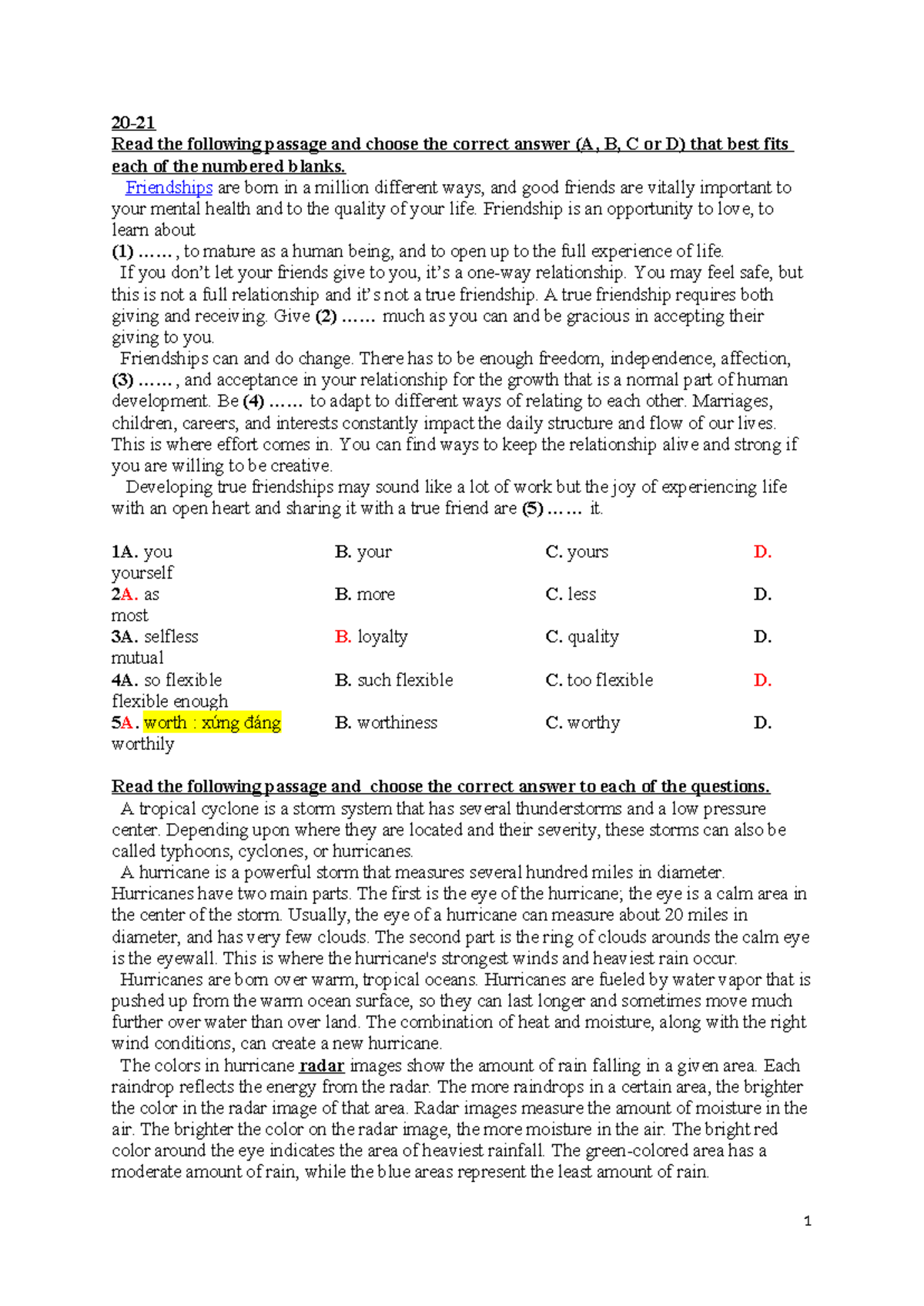 English Test Midterm 1 - Comprehensive Review and Practice - Studocu