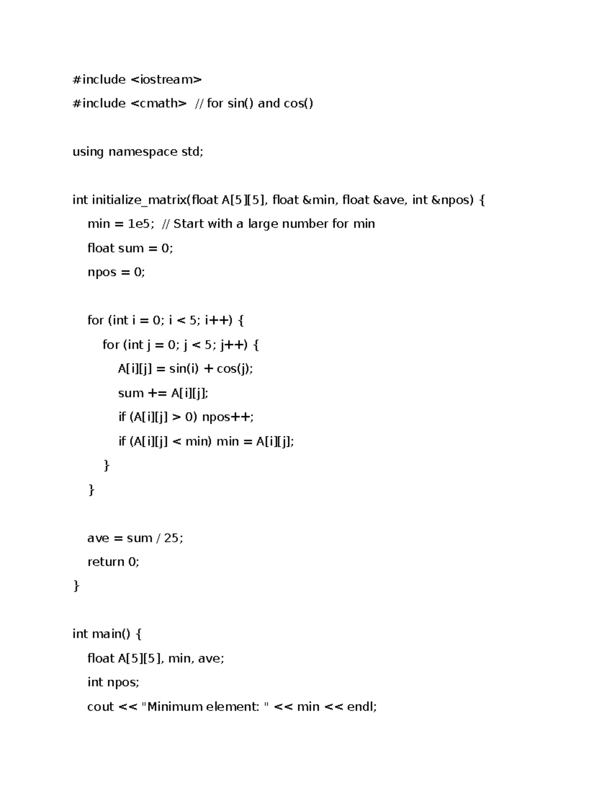 MIA 215 Project A: Implementing sin() and cos() Functions in C++ - Studocu