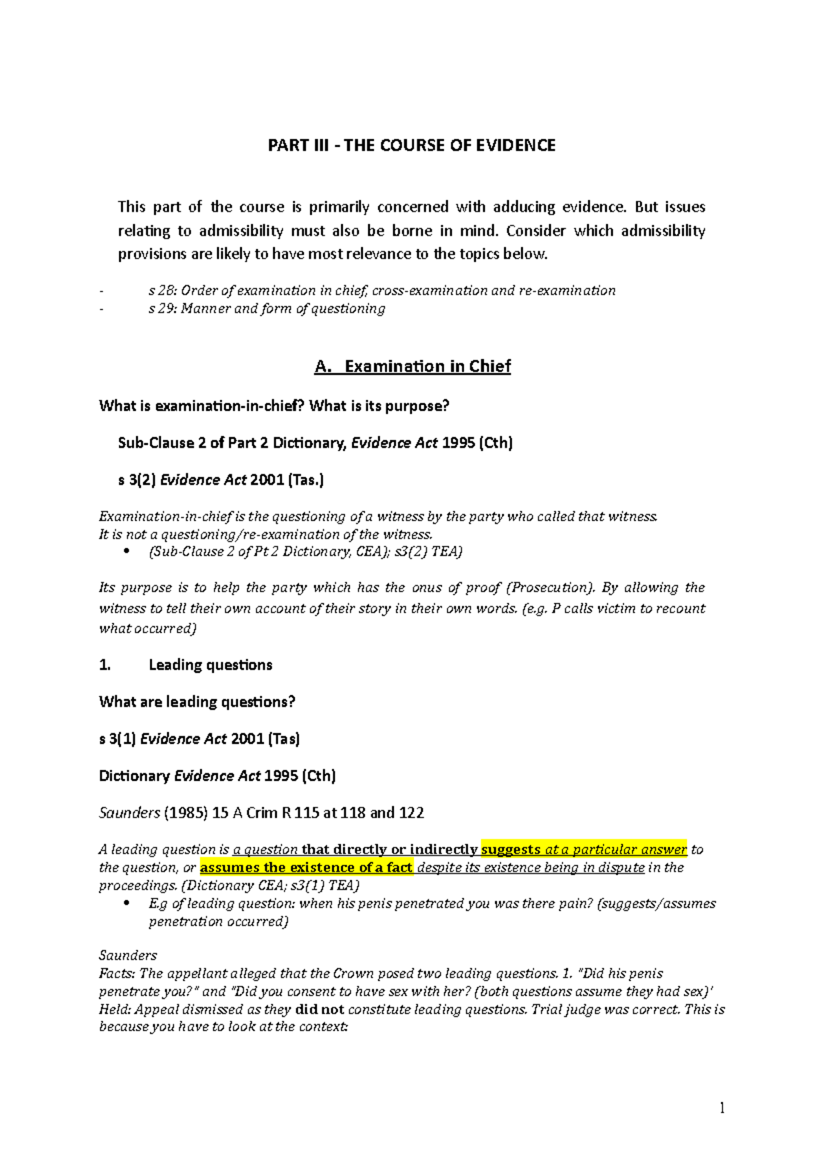 Part 3: Course on Evidence and Admissibility (Law 101) - Studocu