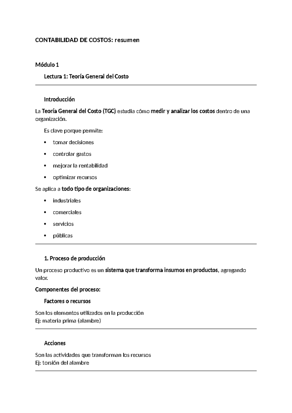 Contabilidad de Costos: Resumen Módulo 1 y 2 - Studocu