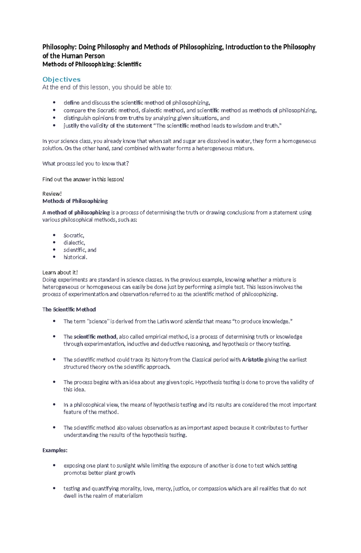PHIL 101: Methods of Philosophizing - Historical Approach Overview ...