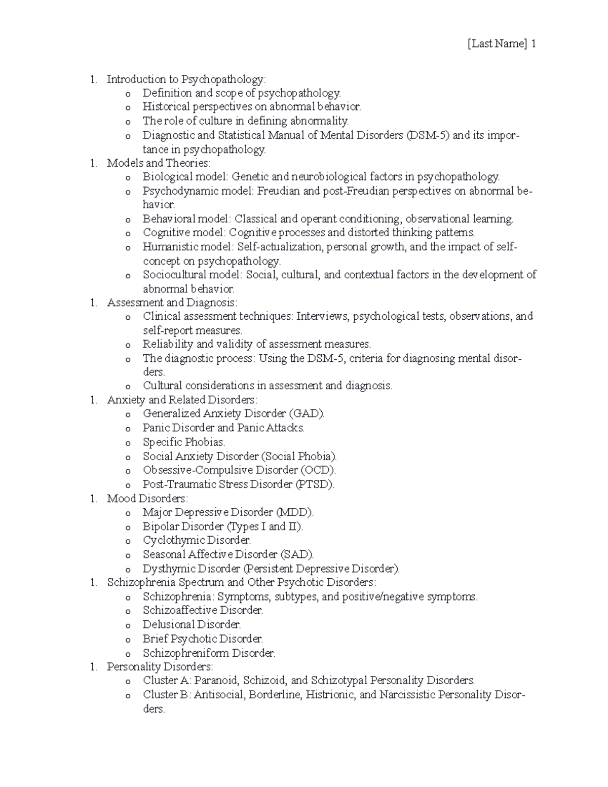 Psychopathology Study Guide (Psych 101): Key Concepts & Disorders - Studocu