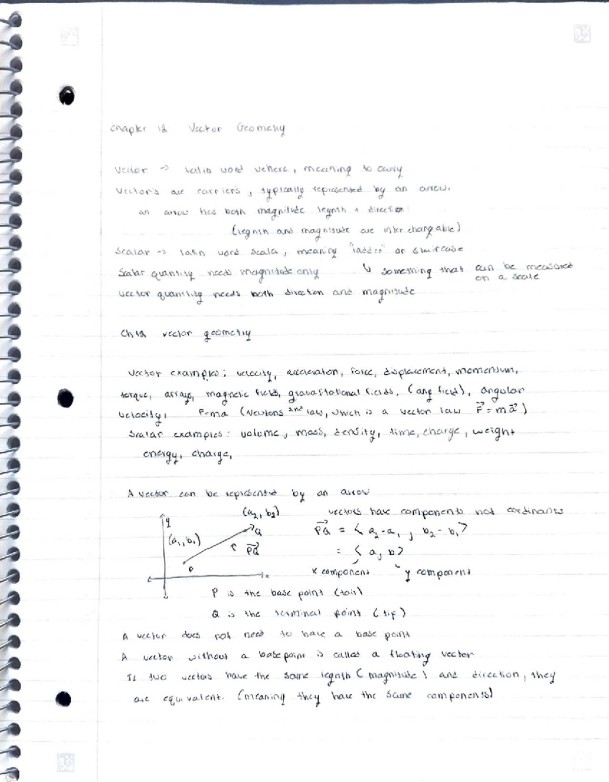 Vector Geometry Concepts and Applications - MATH 15 Final Exam Notes ...