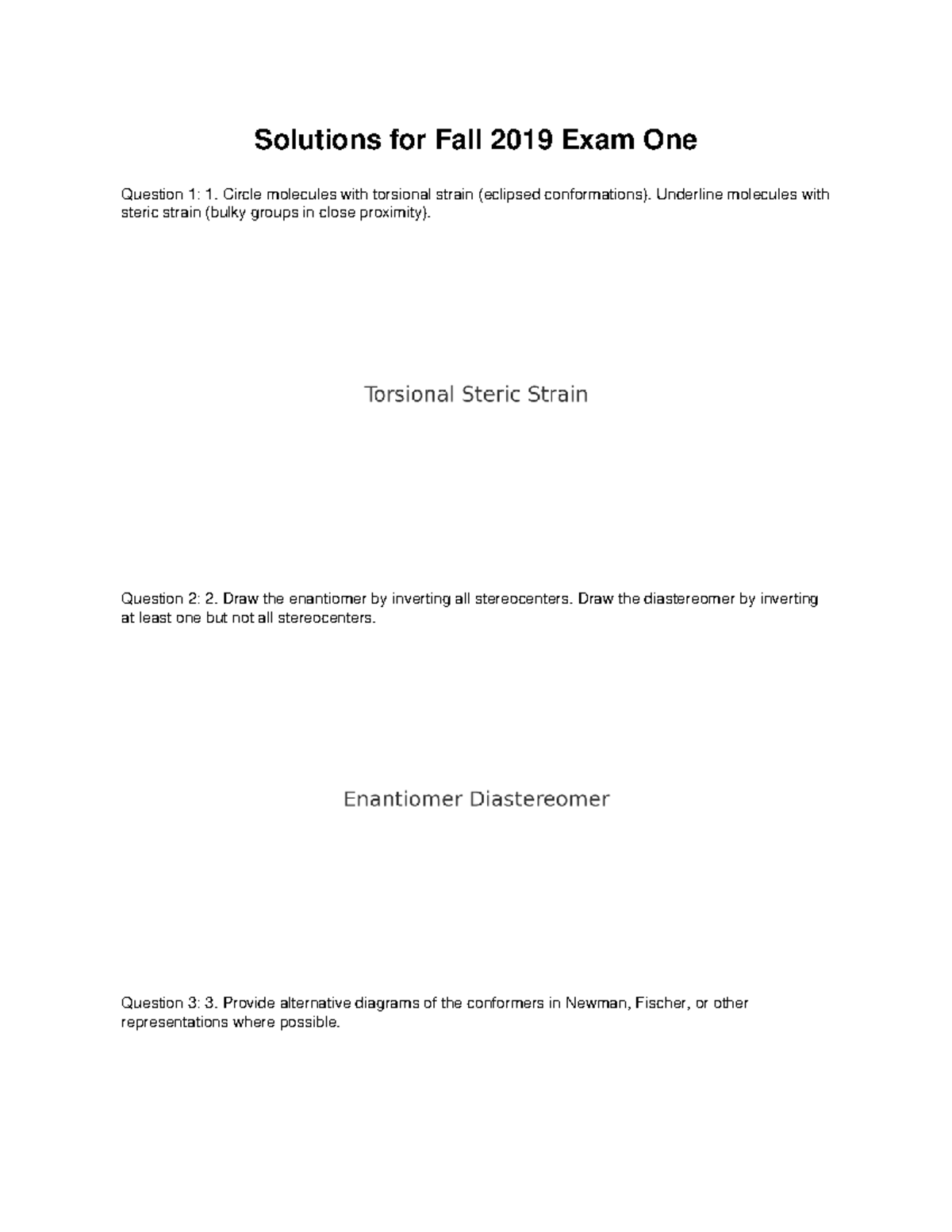 Fall 2019 exam one solutions final - CHEM231 - Solutions for Fall 2019 ...