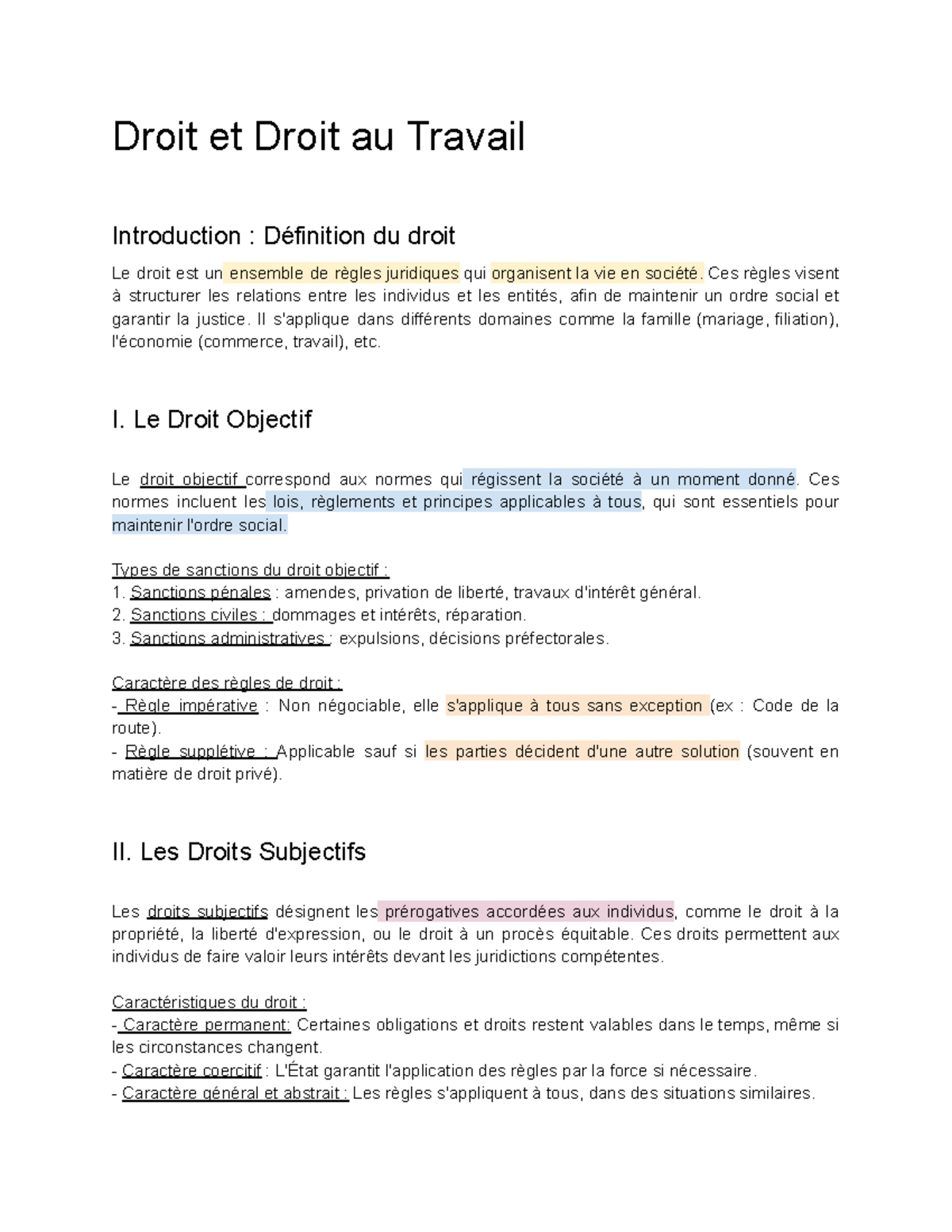 Droit et Droit au Travail : Introduction aux Concepts Juridiques ...
