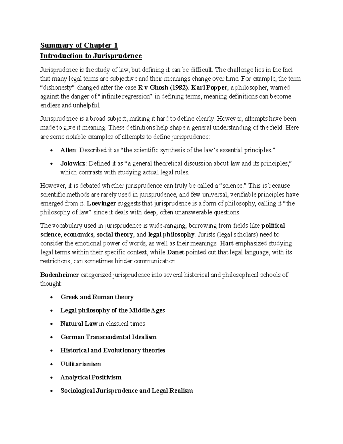 Summary of Jurisprudence: Key Concepts and Theories (Course Code ...