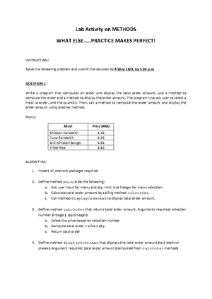 Lab Tutorial - Selection Statement 3176534 - Lab Tutorial - Selection ...