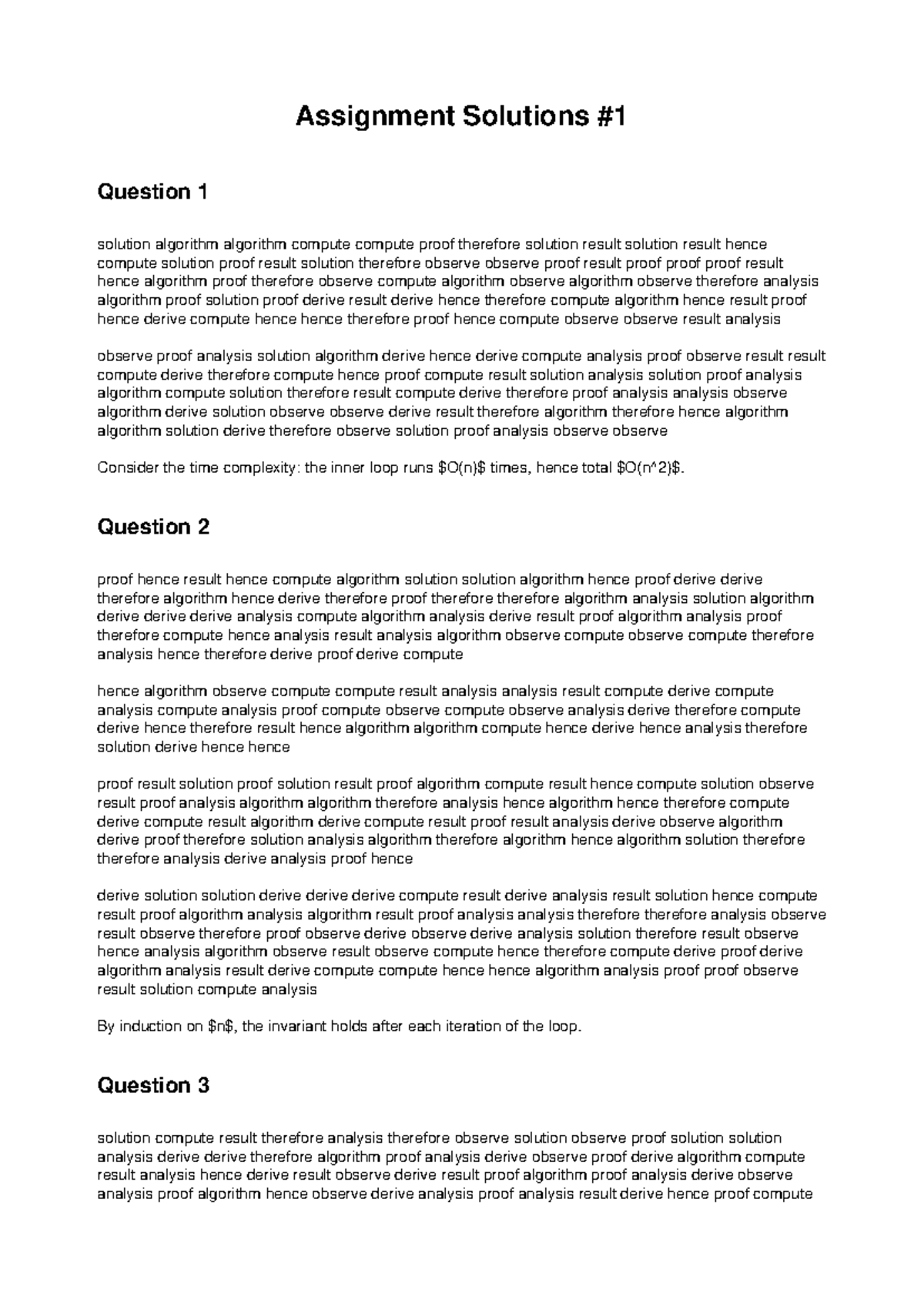Assignment Solutions for Q1: Algorithm Analysis and Proof - Studocu