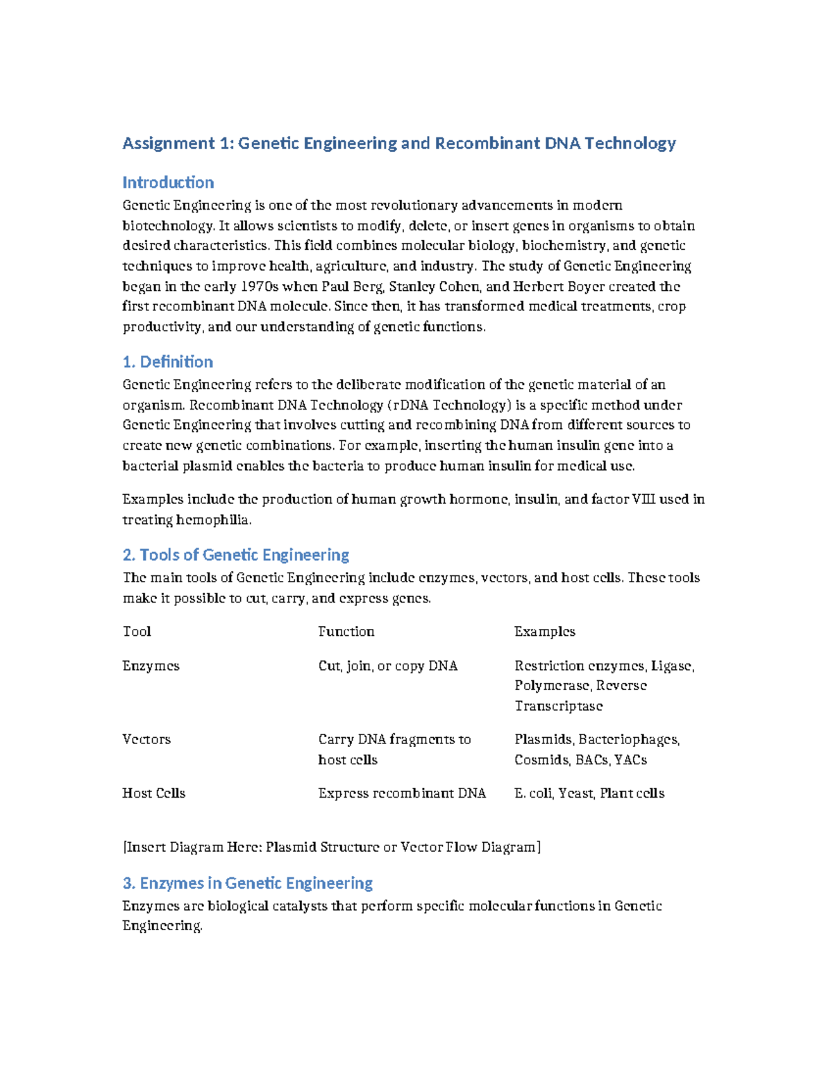 Improved Assignment 1: Genetic Engineering & rDNA Technology - Studocu