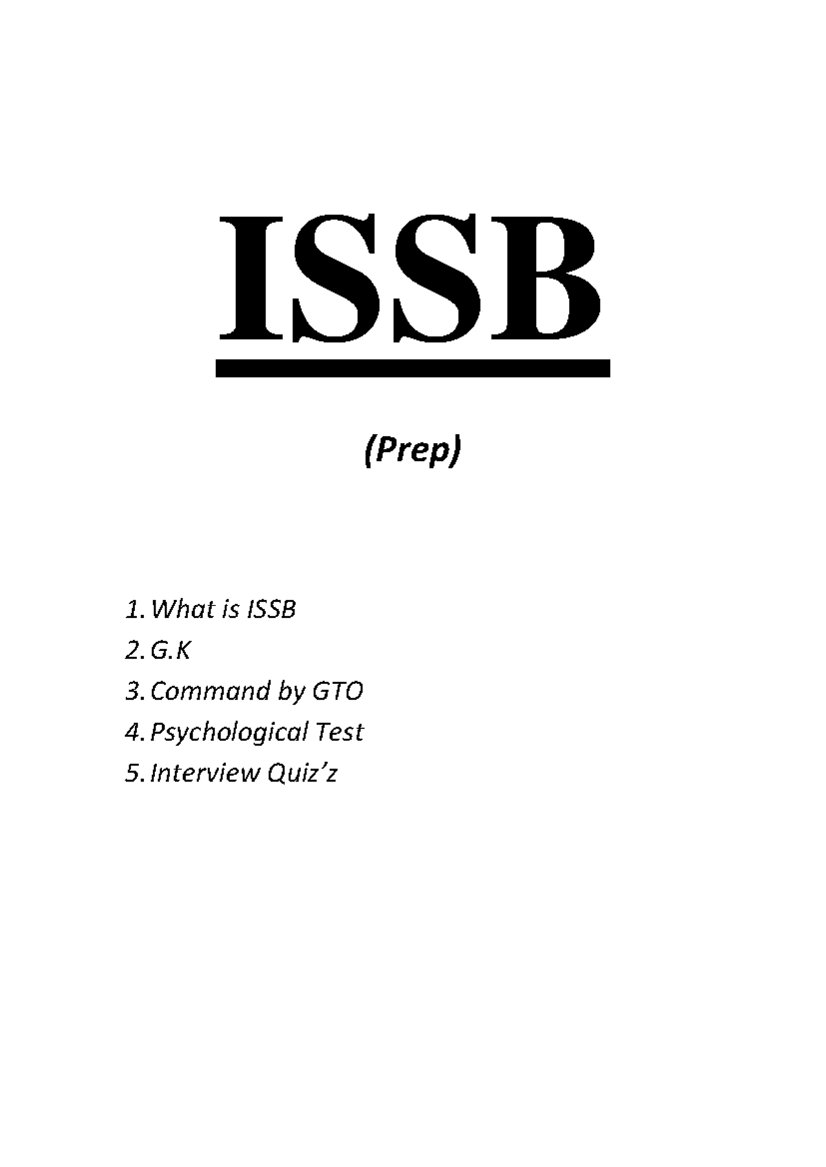 ISSB (Prep) Guide: Selection Process, Tests & General Knowledge - Studocu