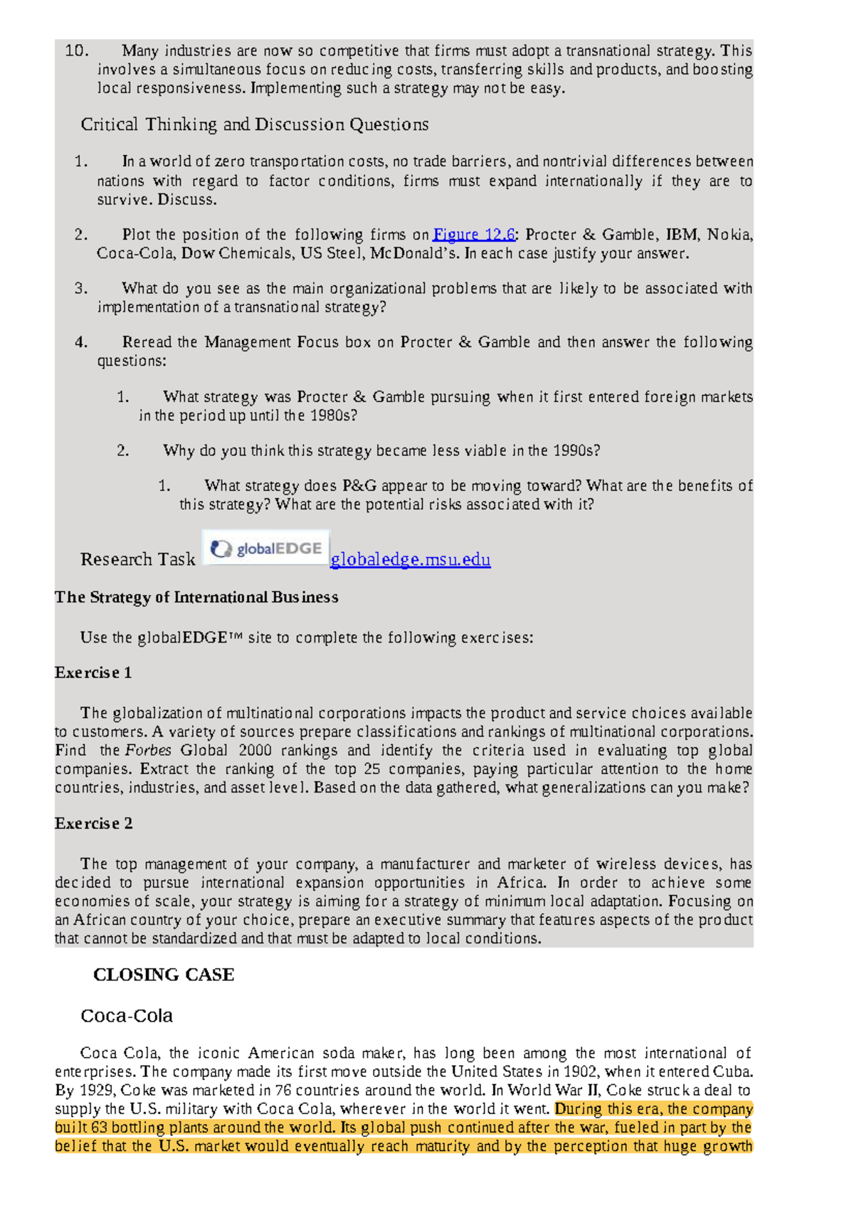 Transnational Strategy in Global Business: Critical Analysis and Case ...