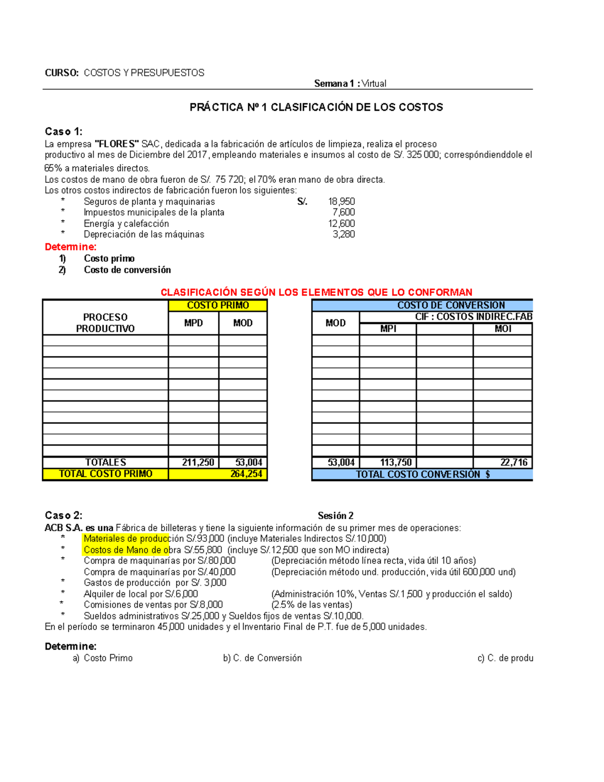 ECV1 COSTOS Y PRESUPUESTOS SEMANA 1 UTP - CURSO:COSTOS Y PRESUPUESTOS ...