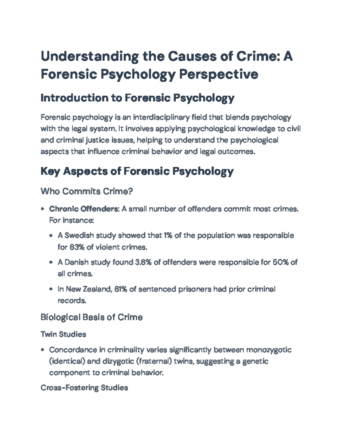 Understanding the Causes of Crime: Forensic Psychology Insights ...
