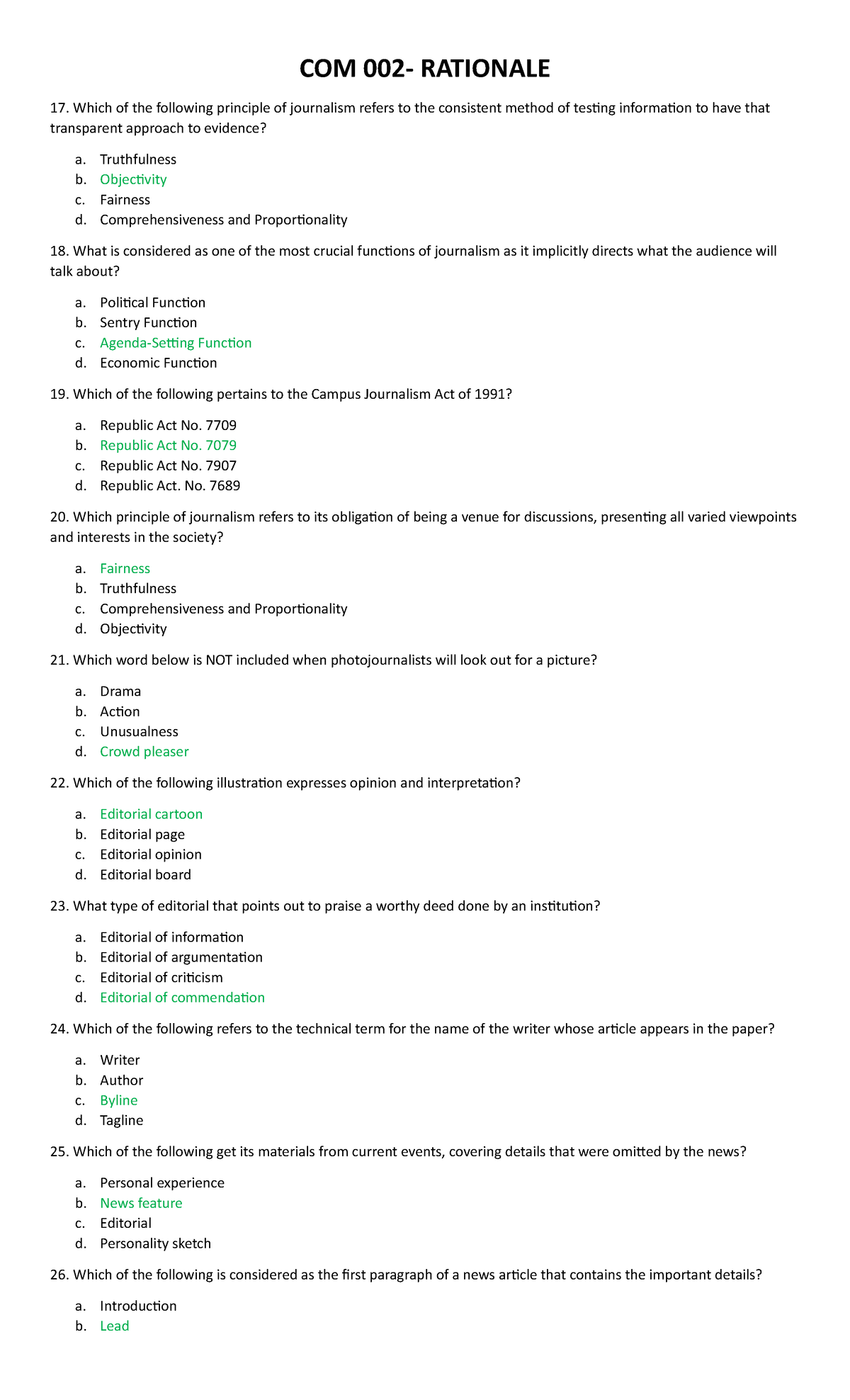Questionnaires - Questionnaire - COM 002- RATIONALE Which of the ...