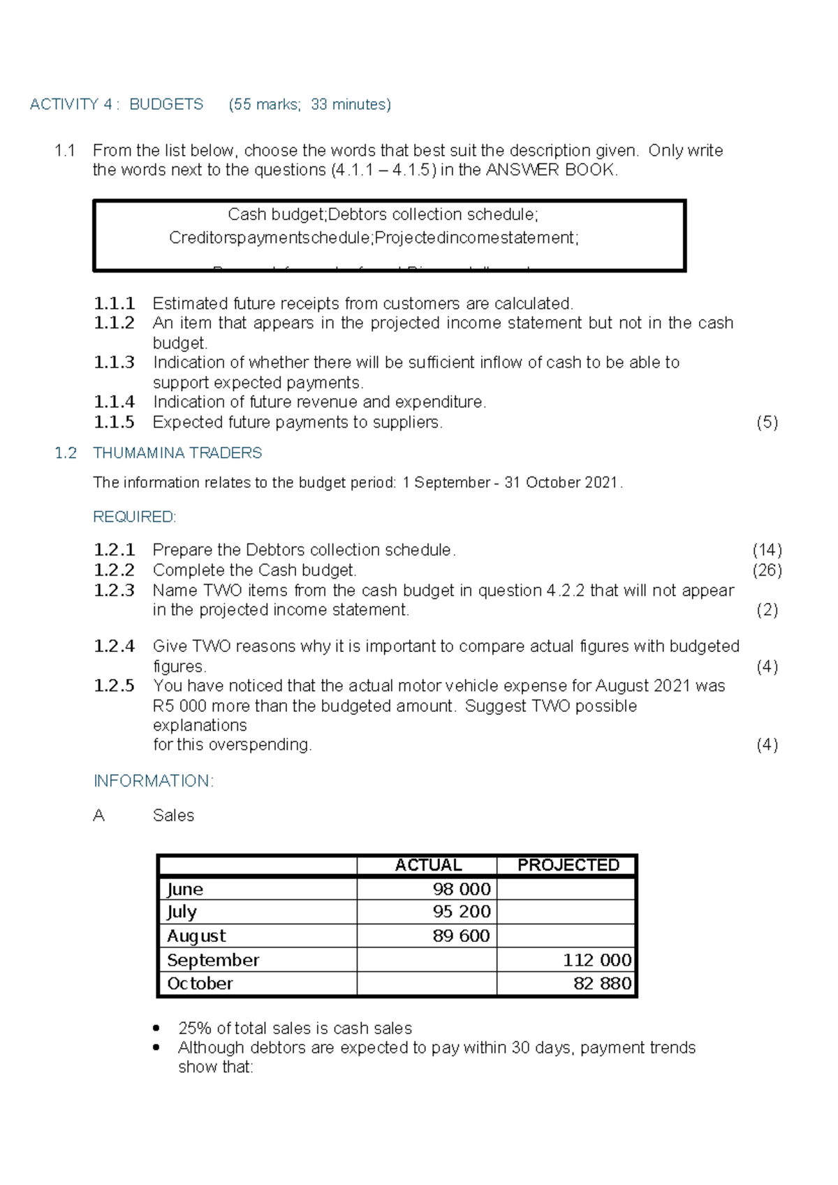 ACTIVITY 4: CASH BUDGET ANALYSIS (55 33 min) - Studocu