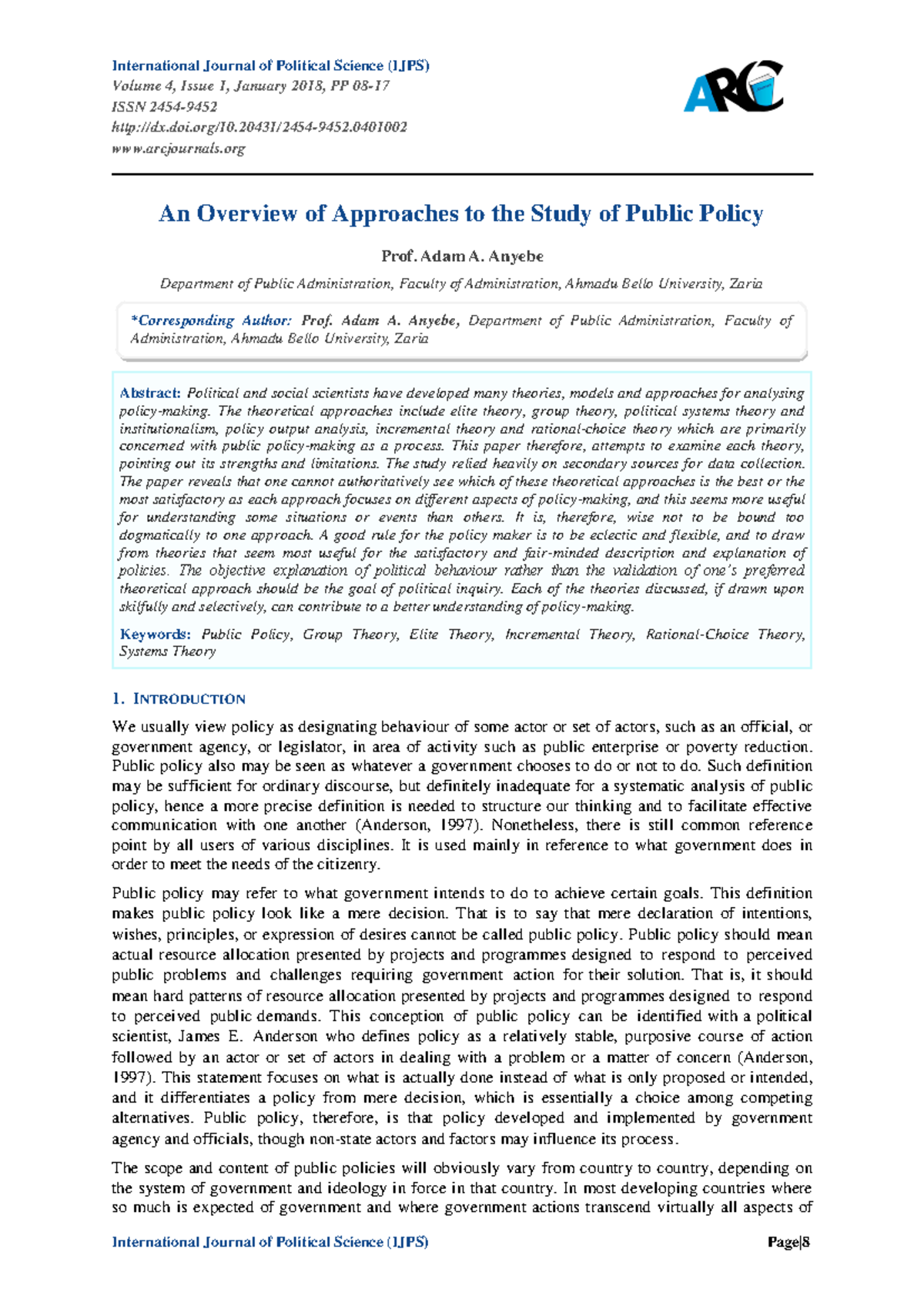 Theoretical Approaches to Public Policy Analysis (POLS 101) - Studocu
