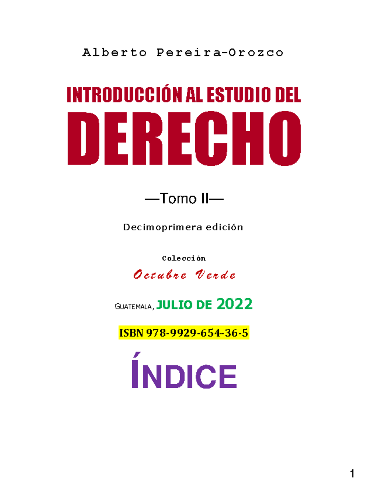Introducción al Derecho - Tomo II (11ª Edición) por Alberto Pereira Orozco - Document Preview