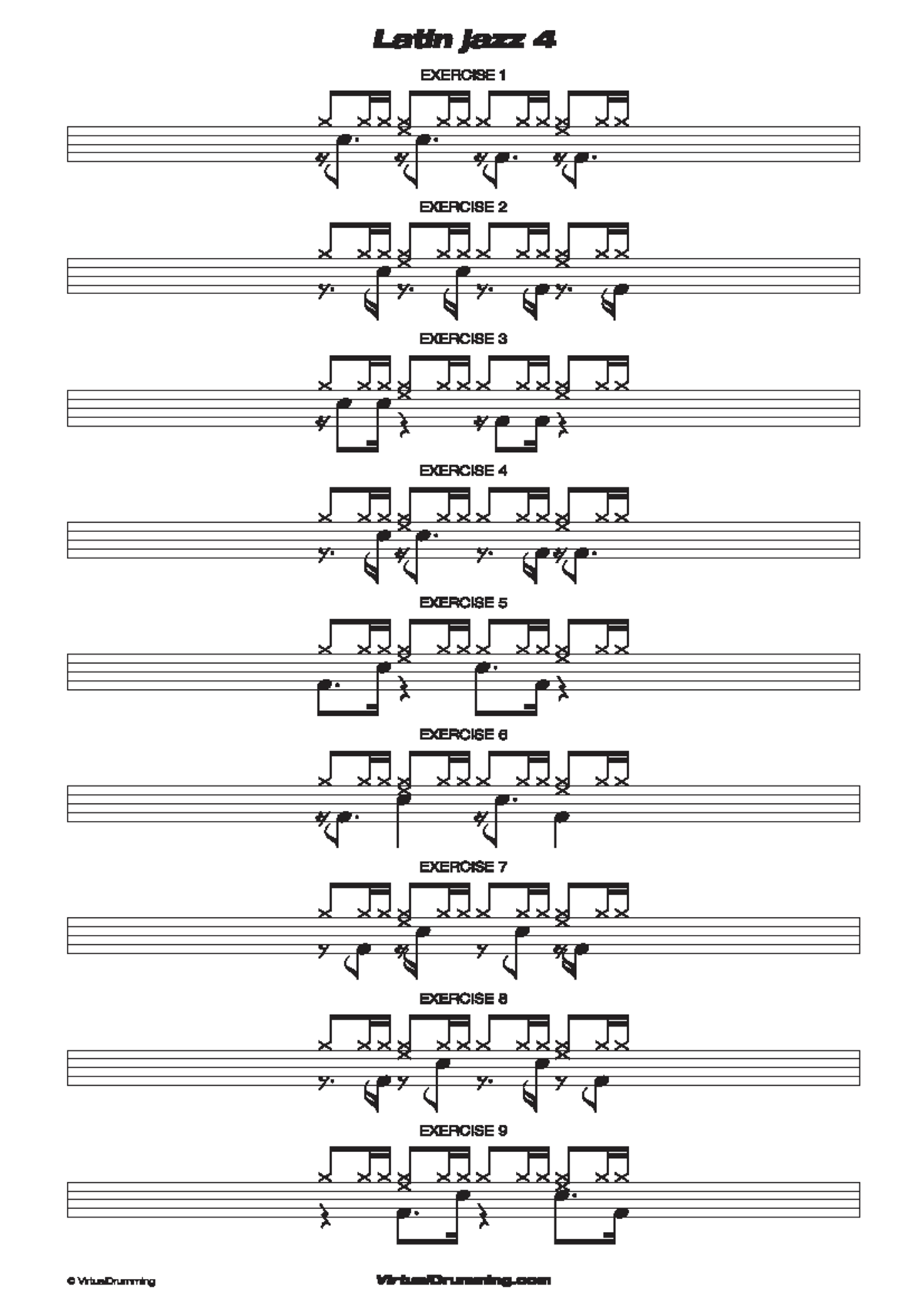 Latin Jazz Drumming Patterns - Exercise 1 to 9 - Studocu