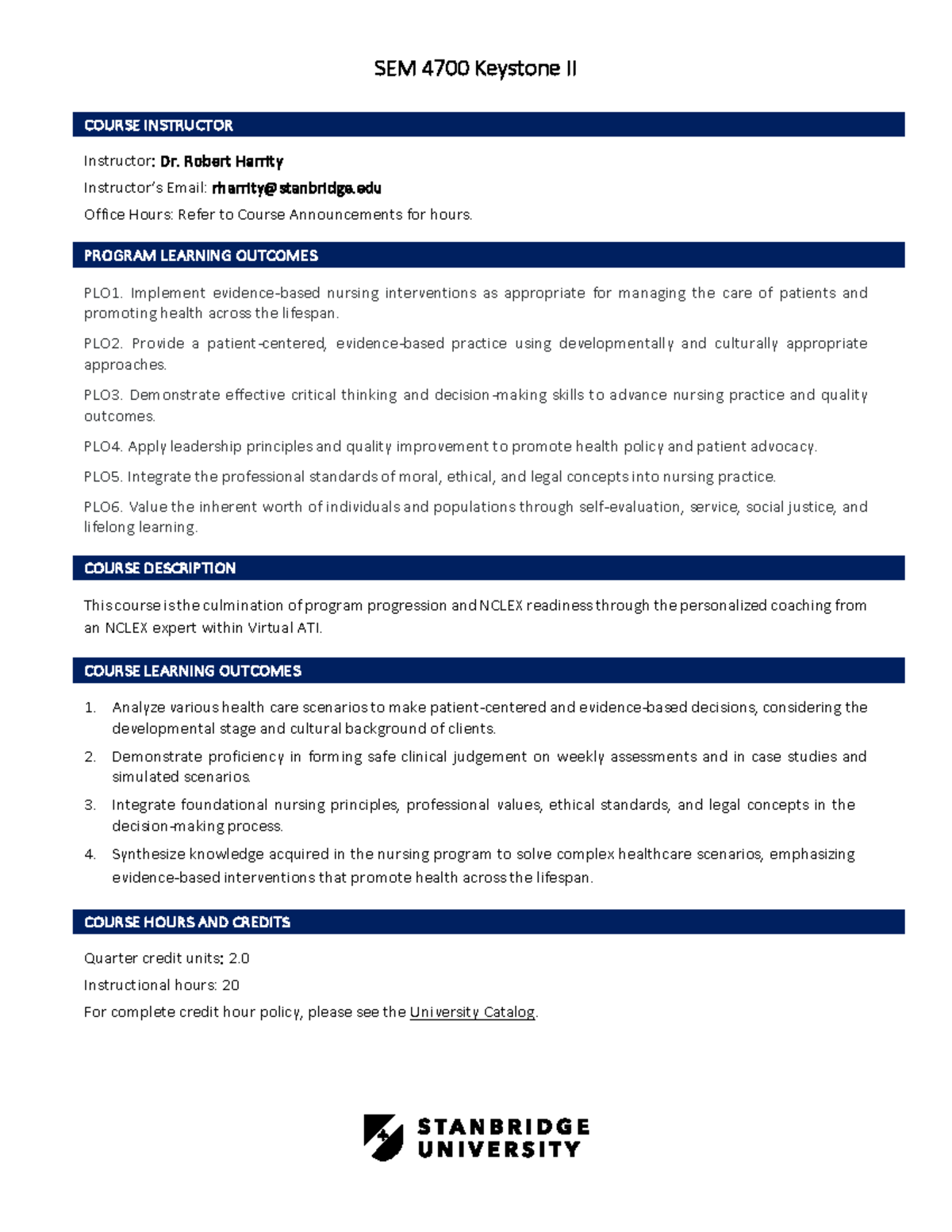 SEM 4700 Keystone II Course Syllabus & Greenlight Guidelines - Studocu