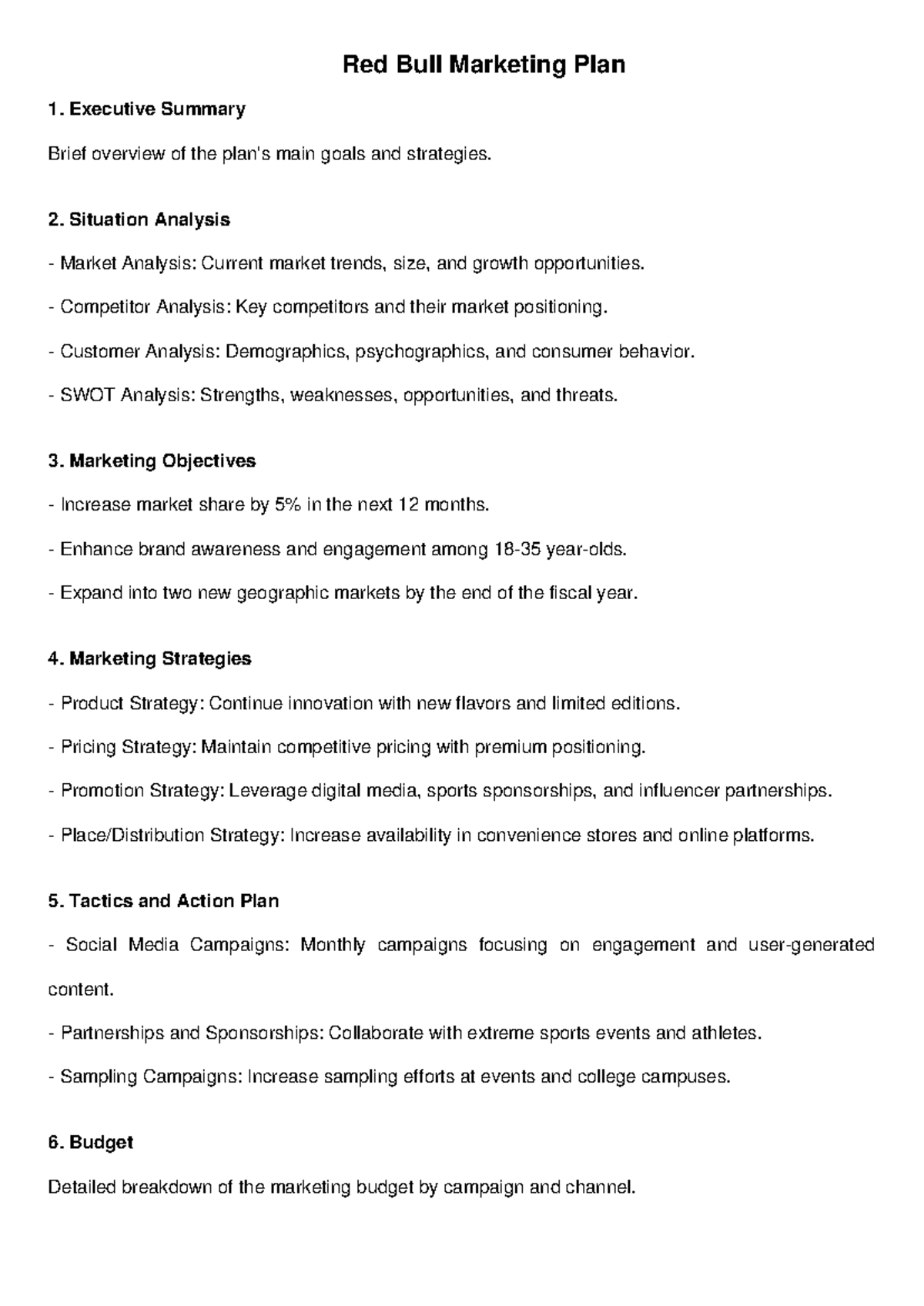 Red Bull Marketing Plan: Strategies for Growth and Engagement Analysis ...