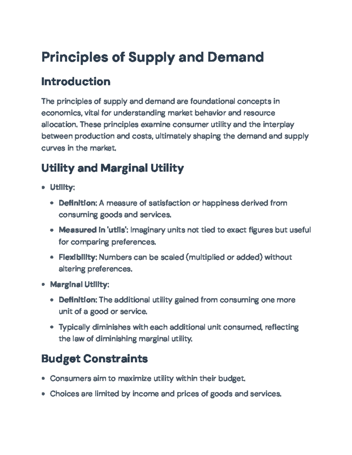 Principles of Supply and Demand: Core Economic Concepts Analysis ...